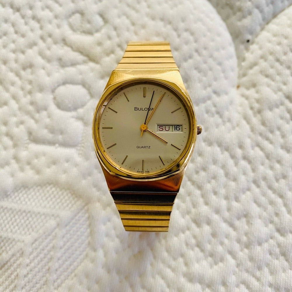Bulova Gold-Tone Day-Date Watch